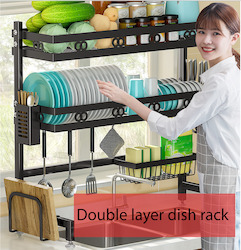 95CM Doule Sink Counter Drain Rack Kitchen sink storage rack Shelf doube Layer