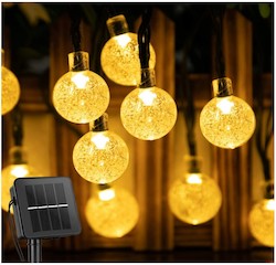 Party Supplies: 22M Solar String Lights Outdoor 200 Led Crystal Globe Waterproof    (Warm White)