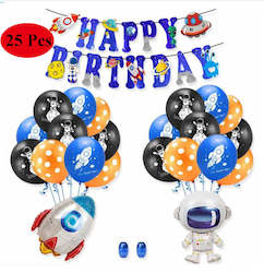 Party Supplies: 25PCS/SET Space Astronaut Rocket Latex Wave Point Balloon  Children's Birthday