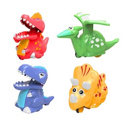 4Pcs Press and Go Dinosaur Cars Dinosaur Wind Up Toys for Kids Boys Christmas Stocking Stuffers Dinosaur Party Supplies Random