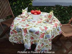 Wool textile: Flowers of aotearoa cafe set - tablecloth &. Napkins