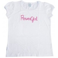 FLOWER GIRL EMBROIDERY PUFF SLEEVE TEE - Available in Pink and White