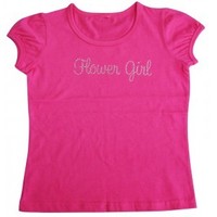 FLOWER GIRL CRYSTAL PUFF SLEEVE TEE - Available in Pink and White