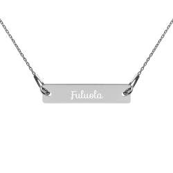 Engraved Silver Bar Chain Necklace 'Fuluola' Beautiful (Niuean)