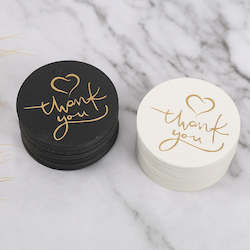 Event, recreational or promotional, management: Recycled Black/White & Gold Thank You Paper Tags