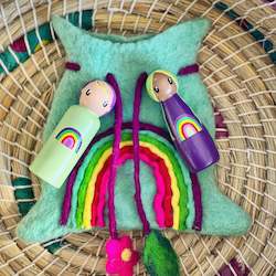 Pegs With Accessories: Rainbow felt pouch and pegs