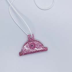 Pink Solid Glitter Shepherds Whistle - functioning whistle