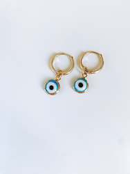 Earrings: Gold Plated Evil Eye Earrings