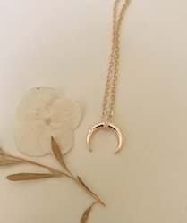 Necklace: 14k Gold Plated Crescent Horn