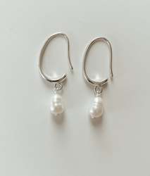 Earrings: Sterling Silver Pearl Drop Earrings