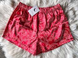 Clothing: Whenua Satin Boxer Shorts (Whero/Red)