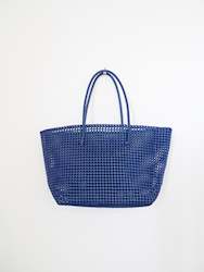 Hand Knits: Hand made shopping basket-indigo