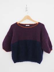 Hand knit jumper - Indigo+ purple