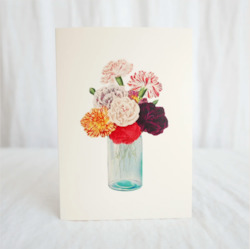 Sale: Hydrangea Ranger Card - Carnations in glass vase
