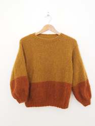 Hand knit jumper - Copper + bark