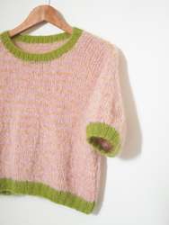 Hand knit jumper - Lilac + rose cloud