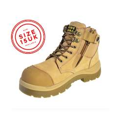 Footwear: 690WZ - Wheat Side Zip Lace Up Safety Boot 15cm (6")