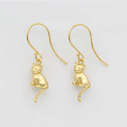 Jewellery manufacturing: Cat Earrings/ 14ct Gold Plated