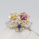 Small Flower Bouquet Ring/ 9ct Gold, Sapphires