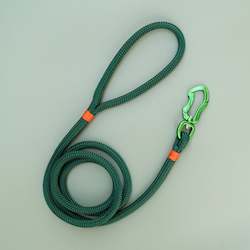 Handcrafted Leads: Forest Green Rope Leash - Orange Accent