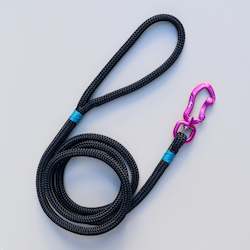 Handcrafted Leads: Pink & Black Rope Leash