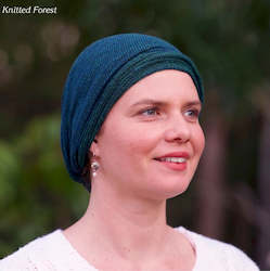 Full Head Cover Turban Wraps: Forest Green Knit Turban Wrap