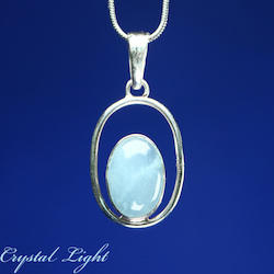 Aquamarine Silver Oval Pendant