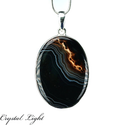 China, glassware and earthenware wholesaling: Banded Agate Oval Pendant