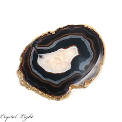 Agate Coaster with Gold Trim
