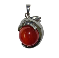 China, glassware and earthenware wholesaling: Orange Agate Dolphin Sphere Pendant