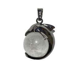 China, glassware and earthenware wholesaling: Clear Quartz Sphere Dolphin Pendant