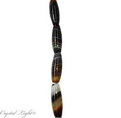 Black Striped Agate Cylinder Beads