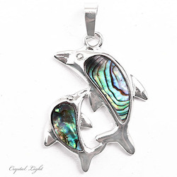 China, glassware and earthenware wholesaling: Paua Dolphins Pendant