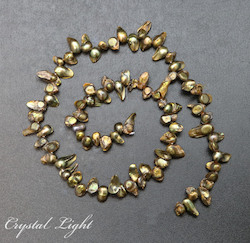 Green/Bronze Keshi Pearl Beads
