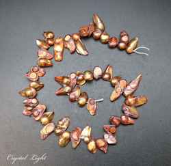 China, glassware and earthenware wholesaling: Red Gold Keshi Pearl Beads