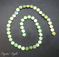 Green Iridescent Shell Coin Beads