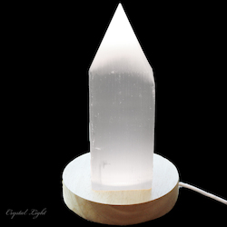 China, glassware and earthenware wholesaling: Selenite Semi-Polished Point with White USB Stand