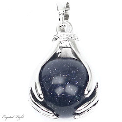 China, glassware and earthenware wholesaling: Hand and Blue Goldstone Sphere Pendant