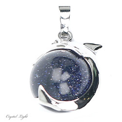 China, glassware and earthenware wholesaling: Blue Goldstone Dolphin Sphere Pendant