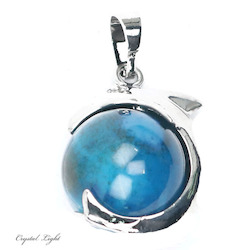 Blue Agate Dolphin Sphere Pendant
