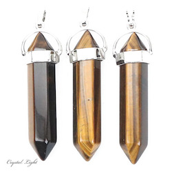 China, glassware and earthenware wholesaling: Tiger's Eye Large Double Terminated Pendant