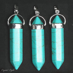 China, glassware and earthenware wholesaling: Light Blue Howlite Large Double Terminated Pendant