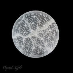 China, glassware and earthenware wholesaling: Selenite Flower of Life Round Plate #2