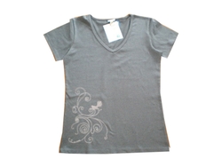 Gift: Charcoal Vertical Koru V-Neck Organic T-Shirt - large