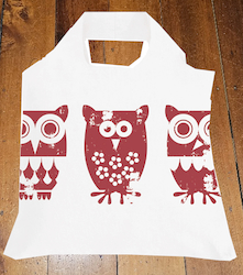 Envirosax Linen Shopping Bag with Red Owls