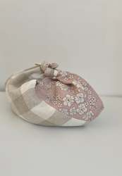 Bag 1: Linen Azuma Bag with lining Floral Pattern in Dusty Pink & Natural Check
