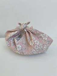 Linen Azuma Bag with lining Floral Pattern in Dusty Pink