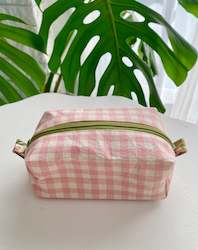 Bag 1: Pink Gingham Check Makeup Pouch