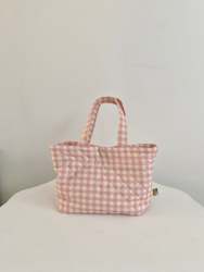 Quilted Pink Gingham Mini Tote Bag