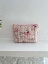 Bag 1: Pink vintage style floral makeup pouch(small)